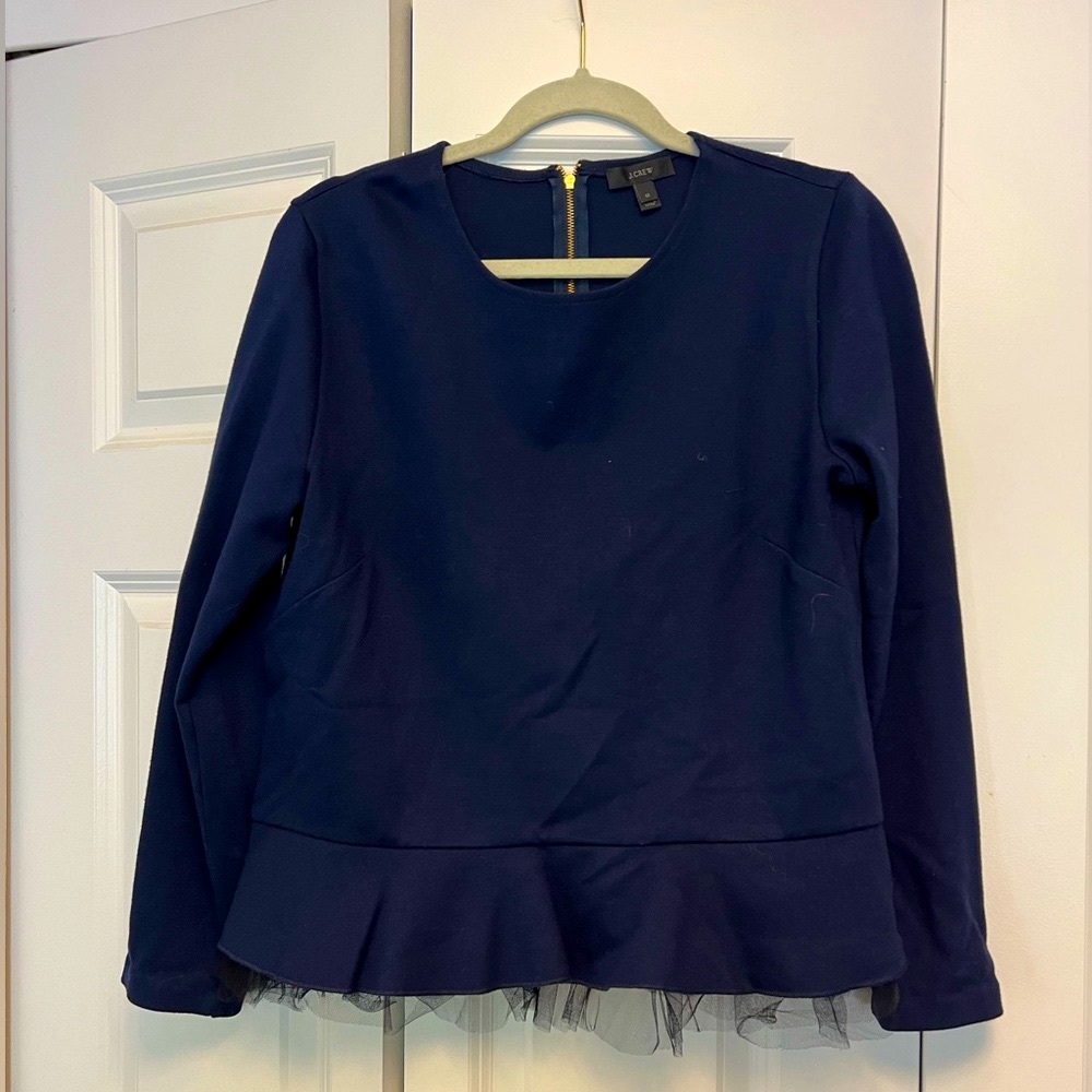 J. Crew Tulle Peplum Sweatshirt